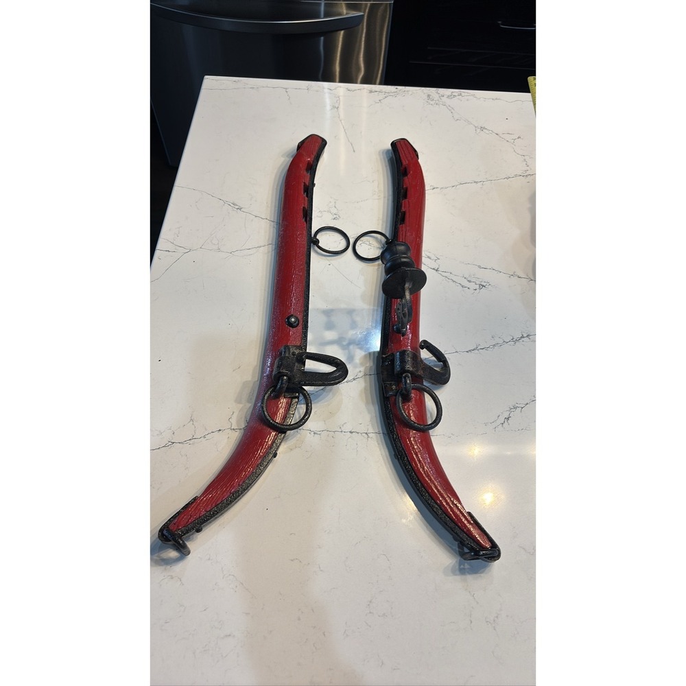 Farm Horse Collar Harness, Red Painted Wood & Metal Hames
